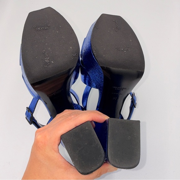 Saint Laurent Metallic Blue Platform Sandals (Size 37) - Picture 10 of 12